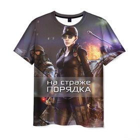 Мужская футболка 3D с принтом На страже порядка в Кировске, 100% полиэфир | прямой крой, круглый вырез горловины, длина до линии бедер | 