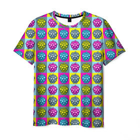 Мужская футболка 3D с принтом POP ART в Кировске, 100% полиэфир | прямой крой, круглый вырез горловины, длина до линии бедер | popart | малина | поп арт | ягоды