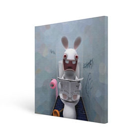 Холст квадратный с принтом Кролик с газетой в Кировске, 100% ПВХ |  | Тематика изображения на принте: rabbids | вантуз | горшок | зайцы засранцы | заяц | туалет