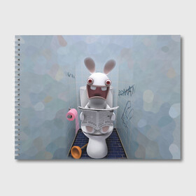 Альбом для рисования с принтом Кролик с газетой в Кировске, 100% бумага
 | матовая бумага, плотность 200 мг. | Тематика изображения на принте: rabbids | вантуз | горшок | зайцы засранцы | заяц | туалет