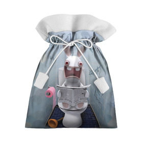 Подарочный 3D мешок с принтом Кролик с газетой в Кировске, 100% полиэстер | Размер: 29*39 см | rabbids | вантуз | горшок | зайцы засранцы | заяц | туалет
