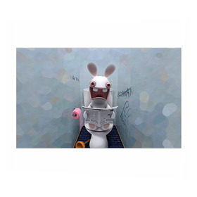 Бумага для упаковки 3D с принтом Кролик с газетой в Кировске, пластик и полированная сталь | круглая форма, металлическое крепление в виде кольца | Тематика изображения на принте: rabbids | вантуз | горшок | зайцы засранцы | заяц | туалет
