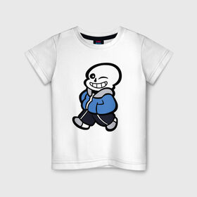 Детская футболка хлопок с принтом Sans в Кировске, 100% хлопок | круглый вырез горловины, полуприлегающий силуэт, длина до линии бедер | Тематика изображения на принте: sans | undertale
