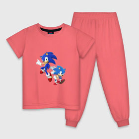 Детская пижама хлопок с принтом Sonic (Соник) в Кировске, 100% хлопок |  брюки и футболка прямого кроя, без карманов, на брюках мягкая резинка на поясе и по низу штанин
 | Тематика изображения на принте: retro | sega | sonic