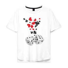 Мужская футболка хлопок Oversize с принтом Игральные кости в Кировске, 100% хлопок | свободный крой, круглый ворот, “спинка” длиннее передней части | бубны | казино | карты | кости | крести | пики | покер | туз | червы