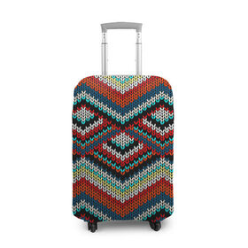 Чехол для чемодана 3D с принтом Узоры вышивки в Кировске, 86% полиэфир, 14% спандекс | двустороннее нанесение принта, прорези для ручек и колес | вязаный | зигзаг | ромбы | свитер