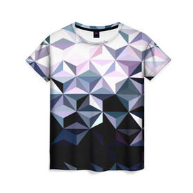 Женская футболка 3D с принтом Lowpoly Pattern в Кировске, 100% полиэфир ( синтетическое хлопкоподобное полотно) | прямой крой, круглый вырез горловины, длина до линии бедер | polygon | абстракция | серый
