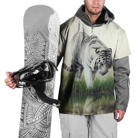 Накидка на куртку 3D с принтом Белый тигр в Кировске, 100% полиэстер |  | Тематика изображения на принте: дикая кошка | природа | тигр | хищник