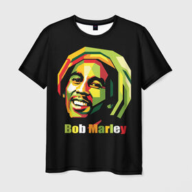 Мужская футболка 3D с принтом Bob Marley в Кировске, 100% полиэфир | прямой крой, круглый вырез горловины, длина до линии бедер | боб марли | регги