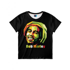 Детская футболка 3D с принтом Bob Marley в Кировске, 100% гипоаллергенный полиэфир | прямой крой, круглый вырез горловины, длина до линии бедер, чуть спущенное плечо, ткань немного тянется | боб марли | регги