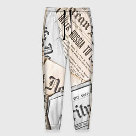 Мужские брюки 3D с принтом Газеты в Кировске, 100% полиэстер | манжеты по низу, эластичный пояс регулируется шнурком, по бокам два кармана без застежек, внутренняя часть кармана из мелкой сетки | газеты