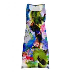 Платье-майка 3D с принтом Абстракция цвета в Кировске, 100% полиэстер | полуприлегающий силуэт, широкие бретели, круглый вырез горловины, удлиненный подол сзади. | масляные краски | разноцветные | яркие краски