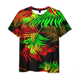 Мужская футболка 3D с принтом Гавайи в Кировске, 100% полиэфир | прямой крой, круглый вырез горловины, длина до линии бедер | лето | листья