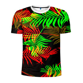 Мужская футболка 3D спортивная с принтом Гавайи в Кировске, 100% полиэстер с улучшенными характеристиками | приталенный силуэт, круглая горловина, широкие плечи, сужается к линии бедра | Тематика изображения на принте: лето | листья