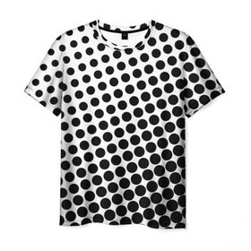 Мужская футболка 3D с принтом Белый в горошек в Кировске, 100% полиэфир | прямой крой, круглый вырез горловины, длина до линии бедер | Тематика изображения на принте: горошек | текстура | черный