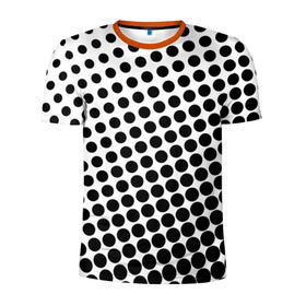 Мужская футболка 3D спортивная с принтом Белый в горошек в Кировске, 100% полиэстер с улучшенными характеристиками | приталенный силуэт, круглая горловина, широкие плечи, сужается к линии бедра | Тематика изображения на принте: горошек | текстура | черный