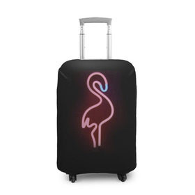 Чехол для чемодана 3D с принтом Светящийся фламинго в Кировске, 86% полиэфир, 14% спандекс | двустороннее нанесение принта, прорези для ручек и колес | неон | птицы | фламинго