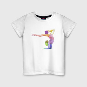 Детская футболка хлопок с принтом Гимнастка геометрия в Кировске, 100% хлопок | круглый вырез горловины, полуприлегающий силуэт, длина до линии бедер | 