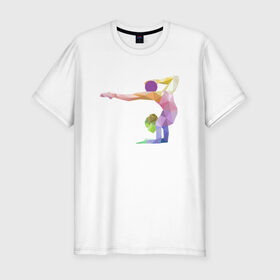 Мужская футболка премиум с принтом Гимнастка геометрия в Кировске, 92% хлопок, 8% лайкра | приталенный силуэт, круглый вырез ворота, длина до линии бедра, короткий рукав | 
