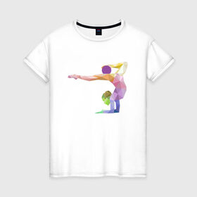 Женская футболка хлопок с принтом Гимнастка геометрия в Кировске, 100% хлопок | прямой крой, круглый вырез горловины, длина до линии бедер, слегка спущенное плечо | 