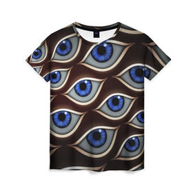 Женская футболка 3D с принтом Глаза в Кировске, 100% полиэфир ( синтетическое хлопкоподобное полотно) | прямой крой, круглый вырез горловины, длина до линии бедер | большой брат | глаз | зрачок | очи