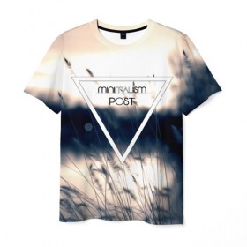 Мужская футболка 3D с принтом MINIMALISM POST#1 в Кировске, 100% полиэфир | прямой крой, круглый вырез горловины, длина до линии бедер | minimalism | арт | блики. | другое | лес | минимализм | обои | поле | популярные | природа | туман | черно белое