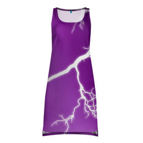 Платье-майка 3D с принтом cs:go - Lightning strike в Кировске, 100% полиэстер | полуприлегающий силуэт, широкие бретели, круглый вырез горловины, удлиненный подол сзади. | cs | csgo | lightning strike | го | кс | удар молнии