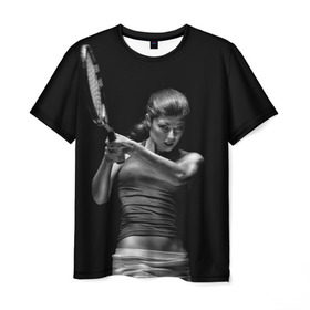 Мужская футболка 3D с принтом Всемирный теннис в Кировске, 100% полиэфир | прямой крой, круглый вырез горловины, длина до линии бедер | мяч | новинки | ракетка | спорт | теннис | удар