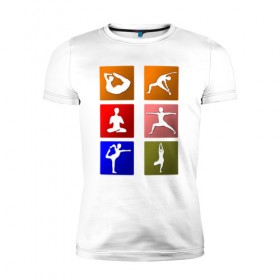 Мужская футболка премиум с принтом Йога в Кировске, 92% хлопок, 8% лайкра | приталенный силуэт, круглый вырез ворота, длина до линии бедра, короткий рукав | 