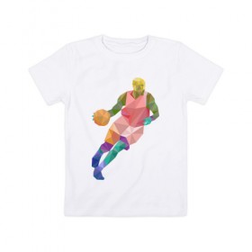 Детская футболка хлопок с принтом Баскетболист в Кировске, 100% хлопок | круглый вырез горловины, полуприлегающий силуэт, длина до линии бедер | 