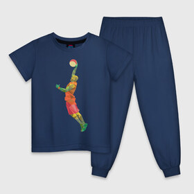 Детская пижама хлопок с принтом Баскетболист 2 в Кировске, 100% хлопок |  брюки и футболка прямого кроя, без карманов, на брюках мягкая резинка на поясе и по низу штанин
 | баскетбол | геометрия | мяч | спорт