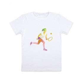 Детская футболка хлопок с принтом Теннис в Кировске, 100% хлопок | круглый вырез горловины, полуприлегающий силуэт, длина до линии бедер | 
