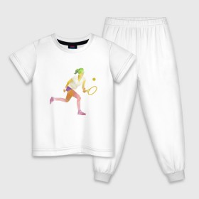 Детская пижама хлопок с принтом Теннис в Кировске, 100% хлопок |  брюки и футболка прямого кроя, без карманов, на брюках мягкая резинка на поясе и по низу штанин
 | 