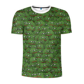 Мужская футболка 3D спортивная с принтом Грустные лягушки в Кировске, 100% полиэстер с улучшенными характеристиками | приталенный силуэт, круглая горловина, широкие плечи, сужается к линии бедра | Тематика изображения на принте: frog | mem | sad | мем