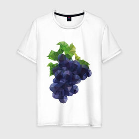 Мужская футболка хлопок с принтом Виноград в Кировске, 100% хлопок | прямой крой, круглый вырез горловины, длина до линии бедер, слегка спущенное плечо. | виноград | геометрия | отдых | отпуск | тропик | фрукты