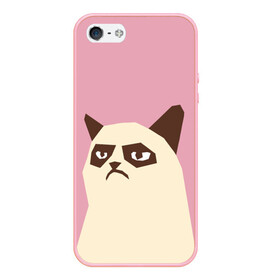 Чехол для iPhone 5/5S матовый с принтом Grumpy cat pink в Кировске, Силикон | Область печати: задняя сторона чехла, без боковых панелей | кот | мем | угрюмый