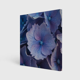 Холст квадратный с принтом Синие цветочки в Кировске, 100% ПВХ |  | синий | сиреневый | цветок | цветы