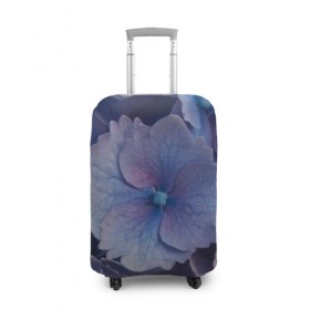 Чехол для чемодана 3D с принтом Синие цветочки в Кировске, 86% полиэфир, 14% спандекс | двустороннее нанесение принта, прорези для ручек и колес | синий | сиреневый | цветок | цветы