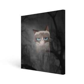 Холст квадратный с принтом Grumpy Cat в Кировске, 100% ПВХ |  | кот | мем | угрюмый