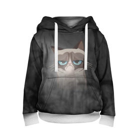 Детская толстовка 3D с принтом Grumpy Cat в Кировске, 100% полиэстер | двухслойный капюшон со шнурком для регулировки, мягкие манжеты на рукавах и по низу толстовки, спереди карман-кенгуру с мягким внутренним слоем | Тематика изображения на принте: кот | мем | угрюмый