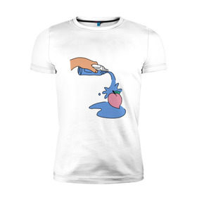 Мужская футболка премиум с принтом peach water в Кировске, 92% хлопок, 8% лайкра | приталенный силуэт, круглый вырез ворота, длина до линии бедра, короткий рукав | peach | tmblr | tumbler | water | вода | персик