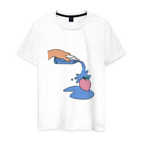 Мужская футболка хлопок с принтом peach water в Кировске, 100% хлопок | прямой крой, круглый вырез горловины, длина до линии бедер, слегка спущенное плечо. | peach | tmblr | tumbler | water | вода | персик