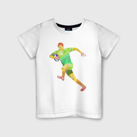 Детская футболка хлопок с принтом Регбист в Кировске, 100% хлопок | круглый вырез горловины, полуприлегающий силуэт, длина до линии бедер | геометрия | игра | кубок | мяч | полигональный | регби | спорт | футбол