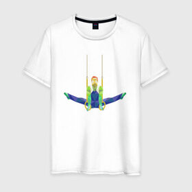 Мужская футболка хлопок с принтом Гимнаст в Кировске, 100% хлопок | прямой крой, круглый вырез горловины, длина до линии бедер, слегка спущенное плечо. | 