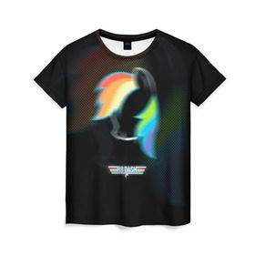 Женская футболка 3D с принтом My Little Pony в Кировске, 100% полиэфир ( синтетическое хлопкоподобное полотно) | прямой крой, круглый вырез горловины, длина до линии бедер | dash | rainbow | пони | радуга