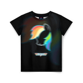 Детская футболка 3D с принтом My Little Pony в Кировске, 100% гипоаллергенный полиэфир | прямой крой, круглый вырез горловины, длина до линии бедер, чуть спущенное плечо, ткань немного тянется | dash | rainbow | пони | радуга
