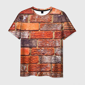 Мужская футболка 3D с принтом Кирпичи в Кировске, 100% полиэфир | прямой крой, круглый вырез горловины, длина до линии бедер | абстракция | кирпич | новая | свет | текстура | яркая