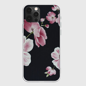 Чехол для iPhone 12 Pro с принтом Цветы на черном фоне в Кировске, силикон | область печати: задняя сторона чехла, без боковых панелей | растения | стиль | цветы