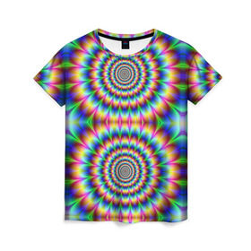 Женская футболка 3D с принтом Grazy fractal в Кировске, 100% полиэфир ( синтетическое хлопкоподобное полотно) | прямой крой, круглый вырез горловины, длина до линии бедер | fraktal | luxury | premium | vip | премиум | фрактал | эксклюзив