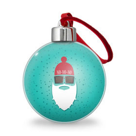 Ёлочный шар с принтом Санта хипстер в Кировске, Пластик | Диаметр: 77 мм | борода | дед мороз | новый год | подарок на новый год | санта | санта хипстер | снег | снежинки | хипстер